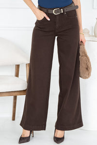 SHIRLEY WIDE LEG JEANS IN DARK BROWN