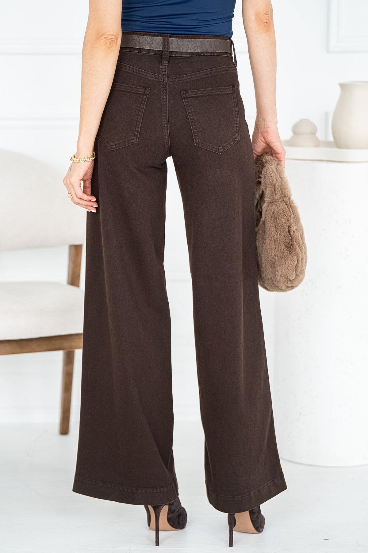 SHIRLEY WIDE LEG JEANS IN DARK BROWN
