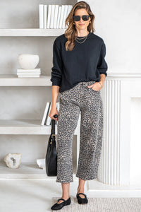 LEOPARD BARREL JEANS