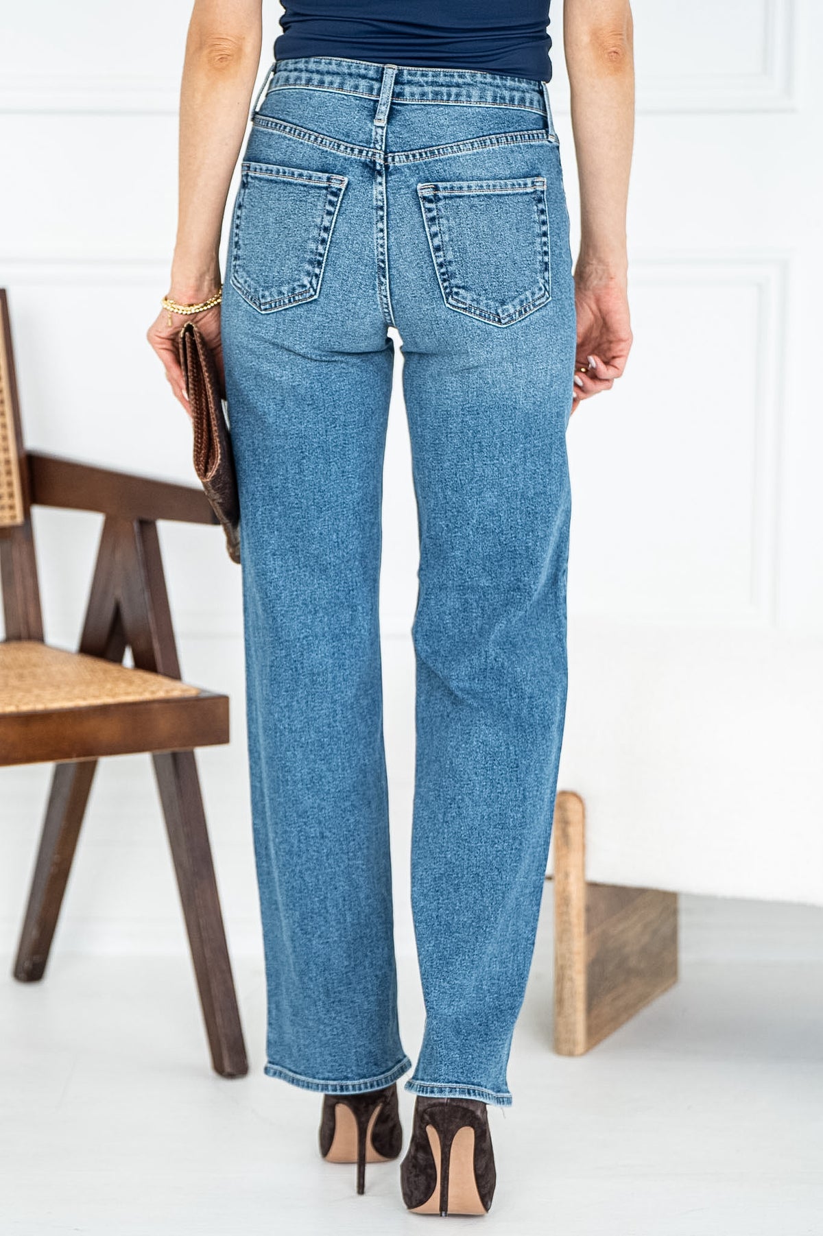PIPER WIDE LEG JEANS IN MEDIUM BLUE