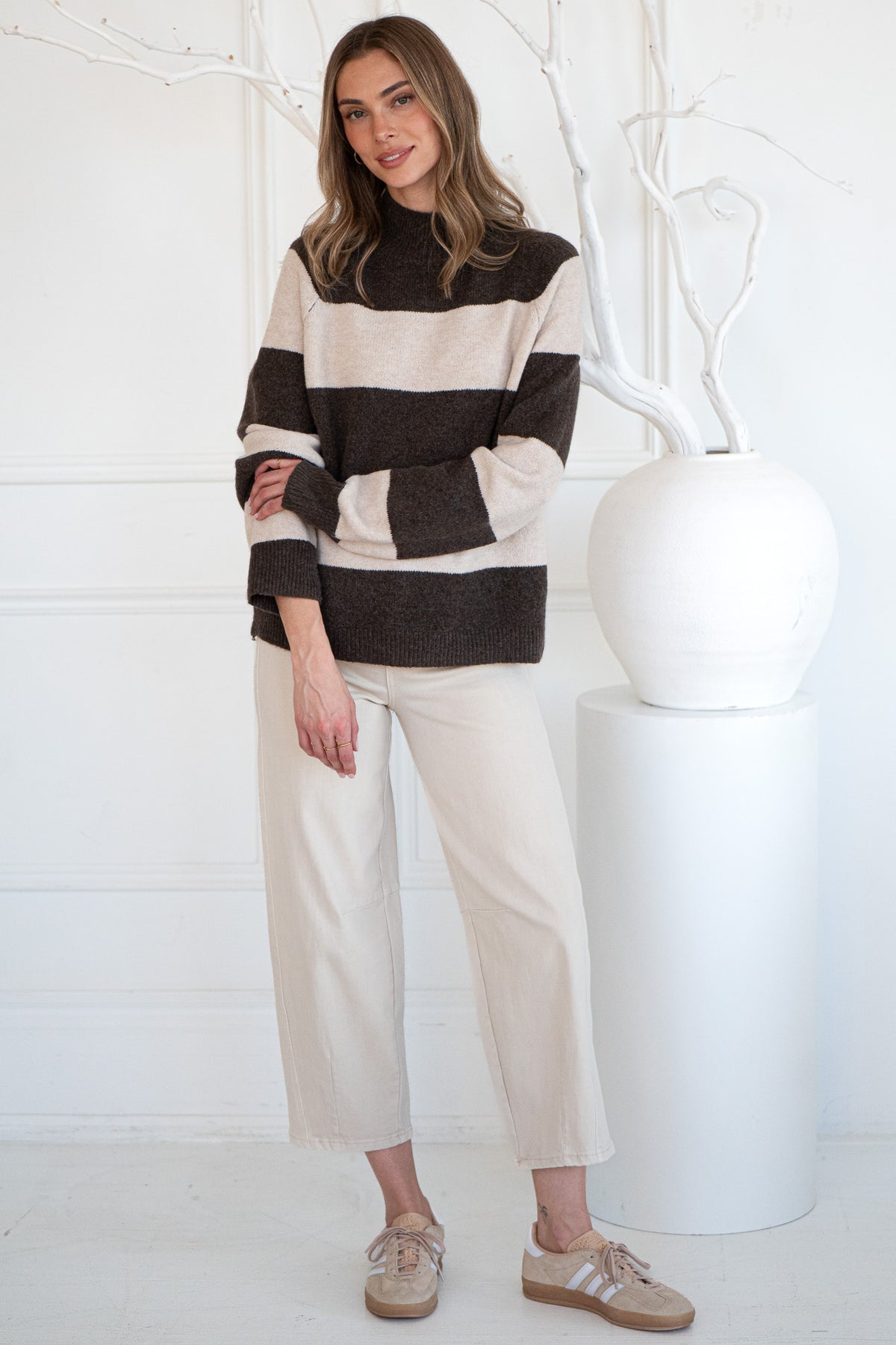 EDISON STRIPE SWEATER-BR