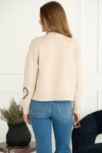 EMBROIDERED HEART COTTON CARDIGAN