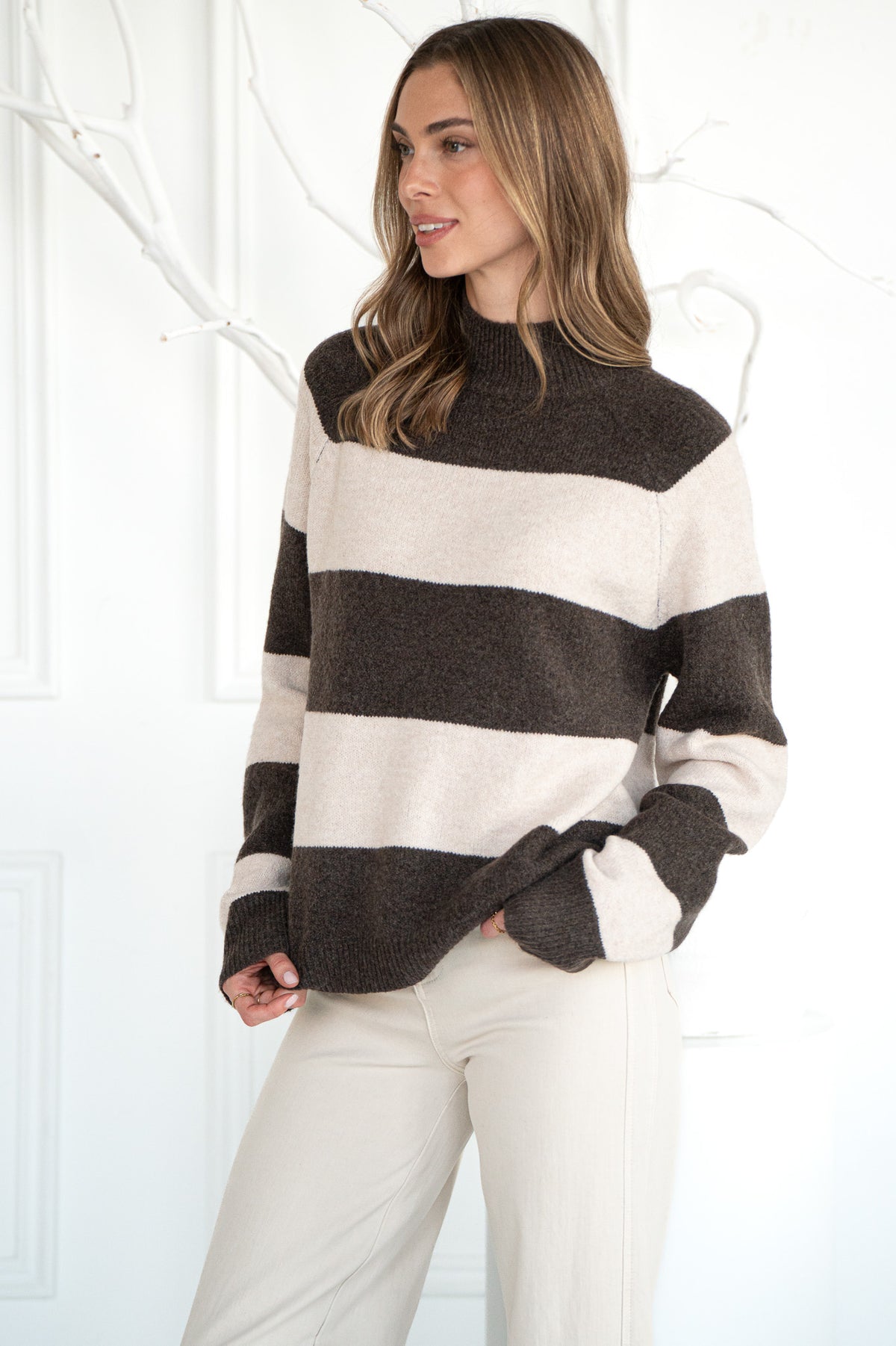 EDISON STRIPE SWEATER-BR