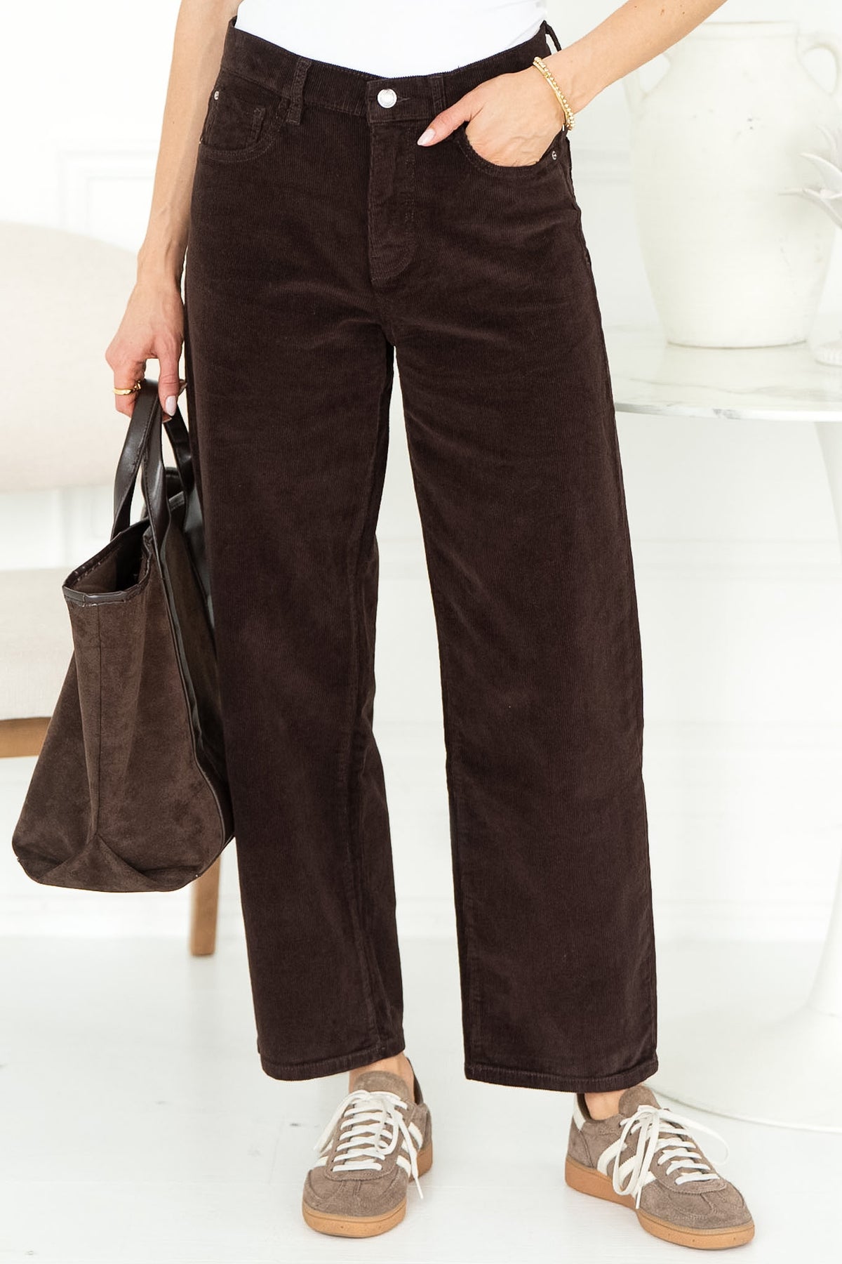 BNA CORDUROY SOFT CURVE JEANS IN AMERICANO