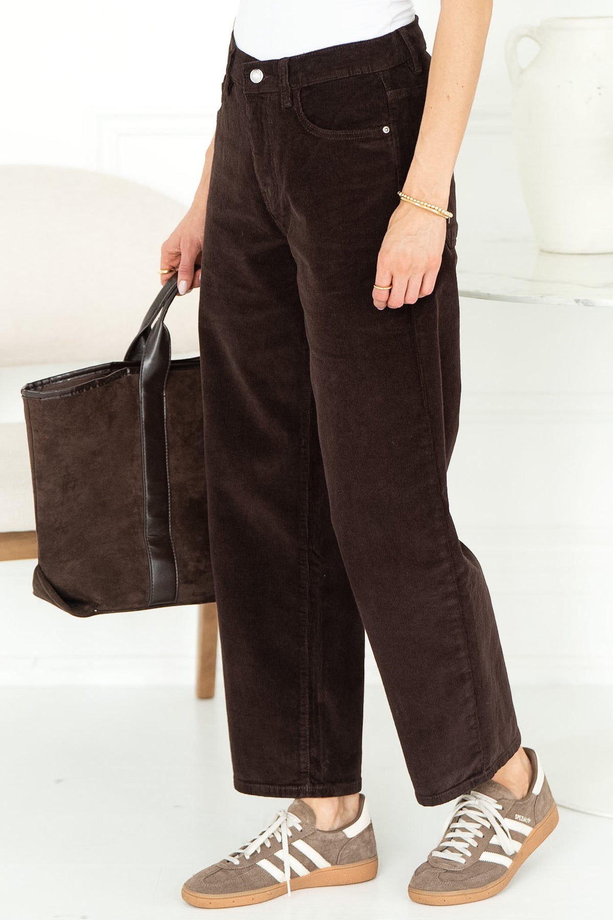 BNA CORDUROY SOFT CURVE JEANS IN AMERICANO