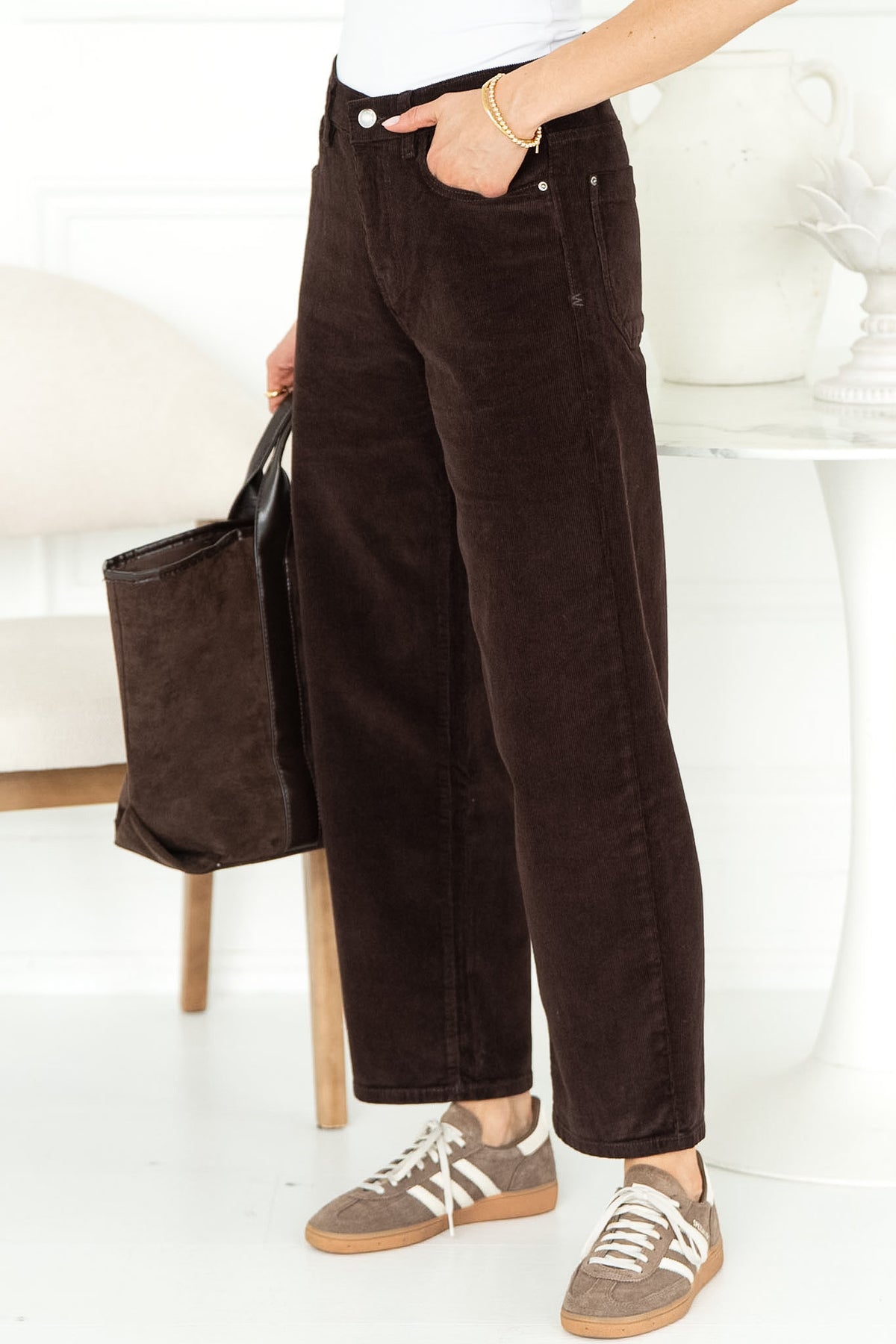 BNA CORDUROY SOFT CURVE JEANS IN AMERICANO