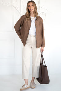 EMRYS FAUX SUEDE OVERSIZED BOMBER JACKET