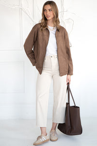 EMRYS FAUX SUEDE OVERSIZED BOMBER JACKET