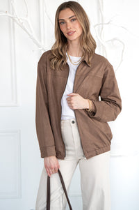 EMRYS FAUX SUEDE OVERSIZED BOMBER JACKET