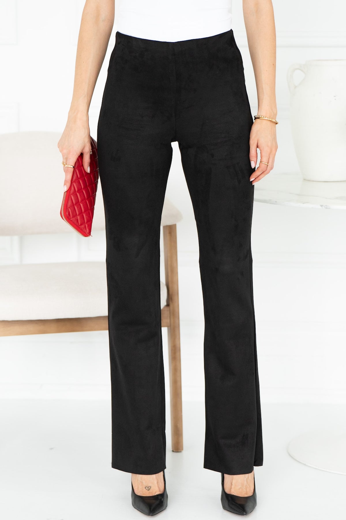 SASHAY SUEDE PANTS IN BLACK