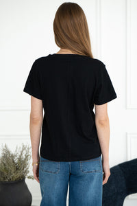 LENNIE V NECK COTTON TEE-BK