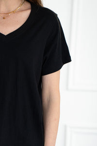 LENNIE V NECK COTTON TEE-BK