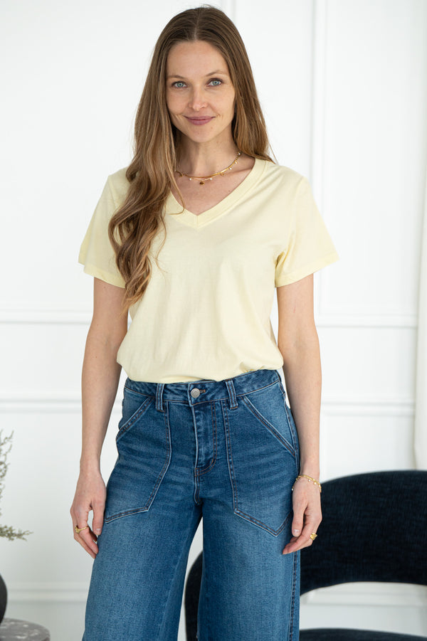 LENNIE V NECK COTTON TEE-YL