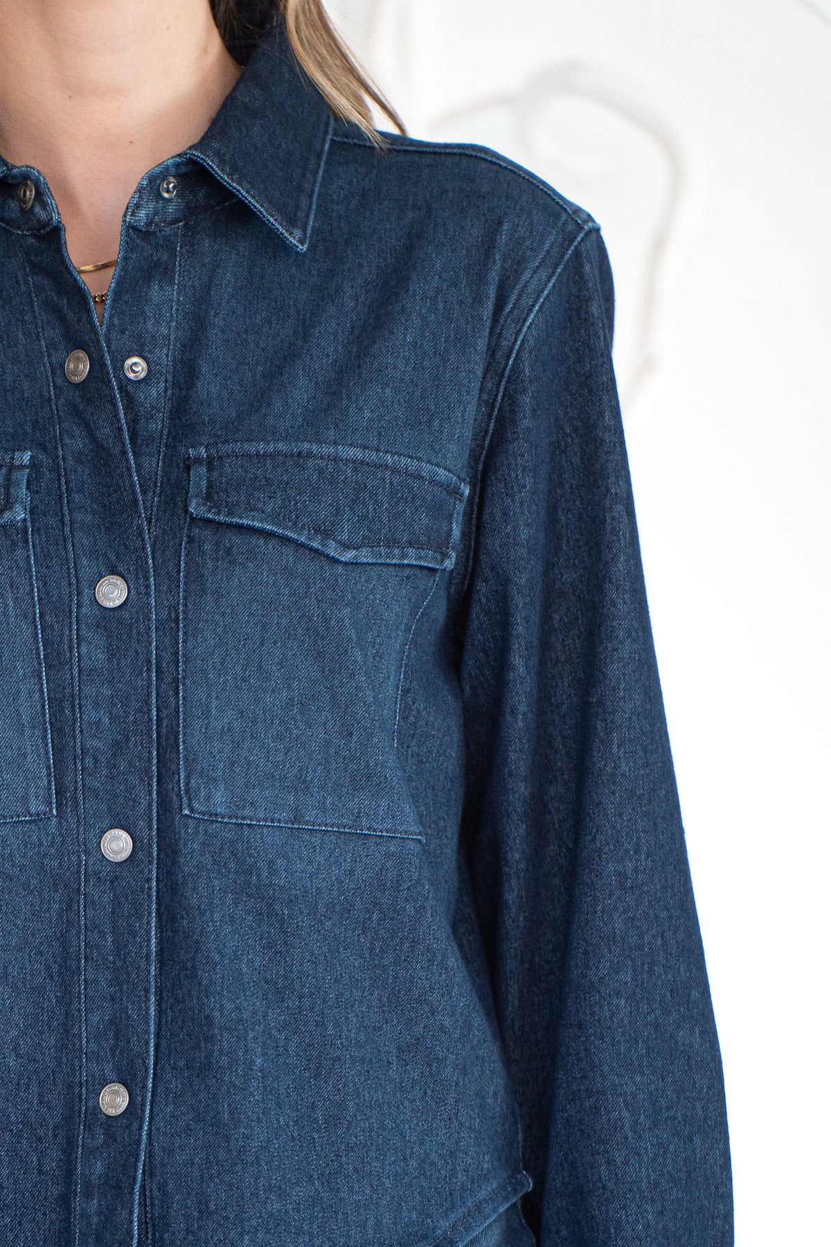 TIA STRETCH DENIM SHIRT-DB