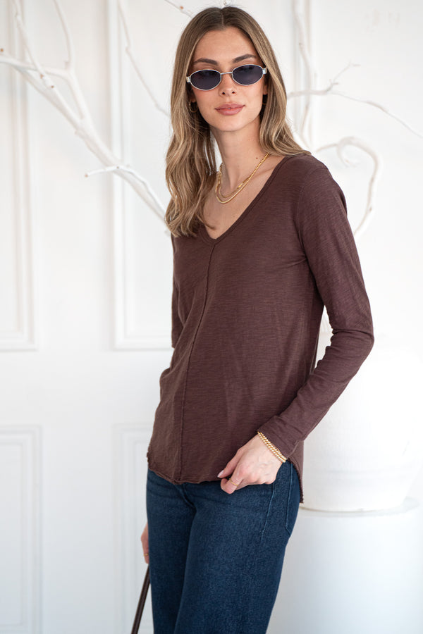 MOONLIGHT COTTON LONG SLEEVE TEE-BR