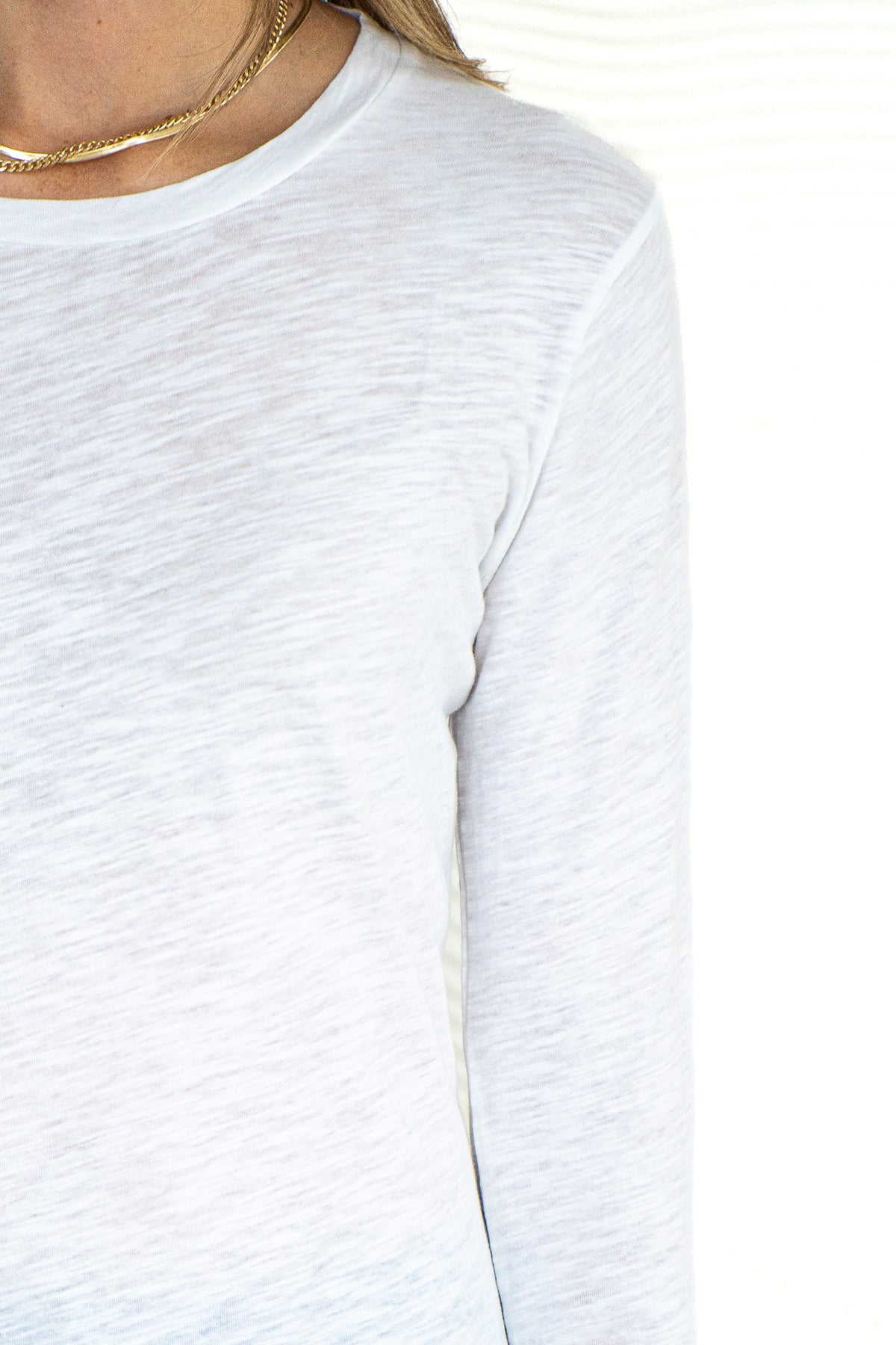 AZUR COTTON SLUB L/S TEE-WH