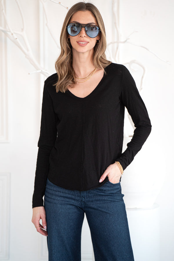 MOONLIGHT COTTON LONG SLEEVE TEE-BK