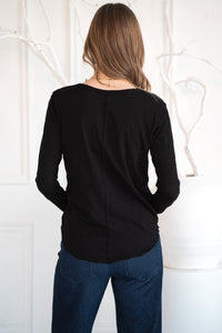 MOONLIGHT COTTON LONG SLEEVE TEE-BK