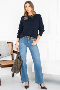 HELIX COTTON SWEATER IN NAVY