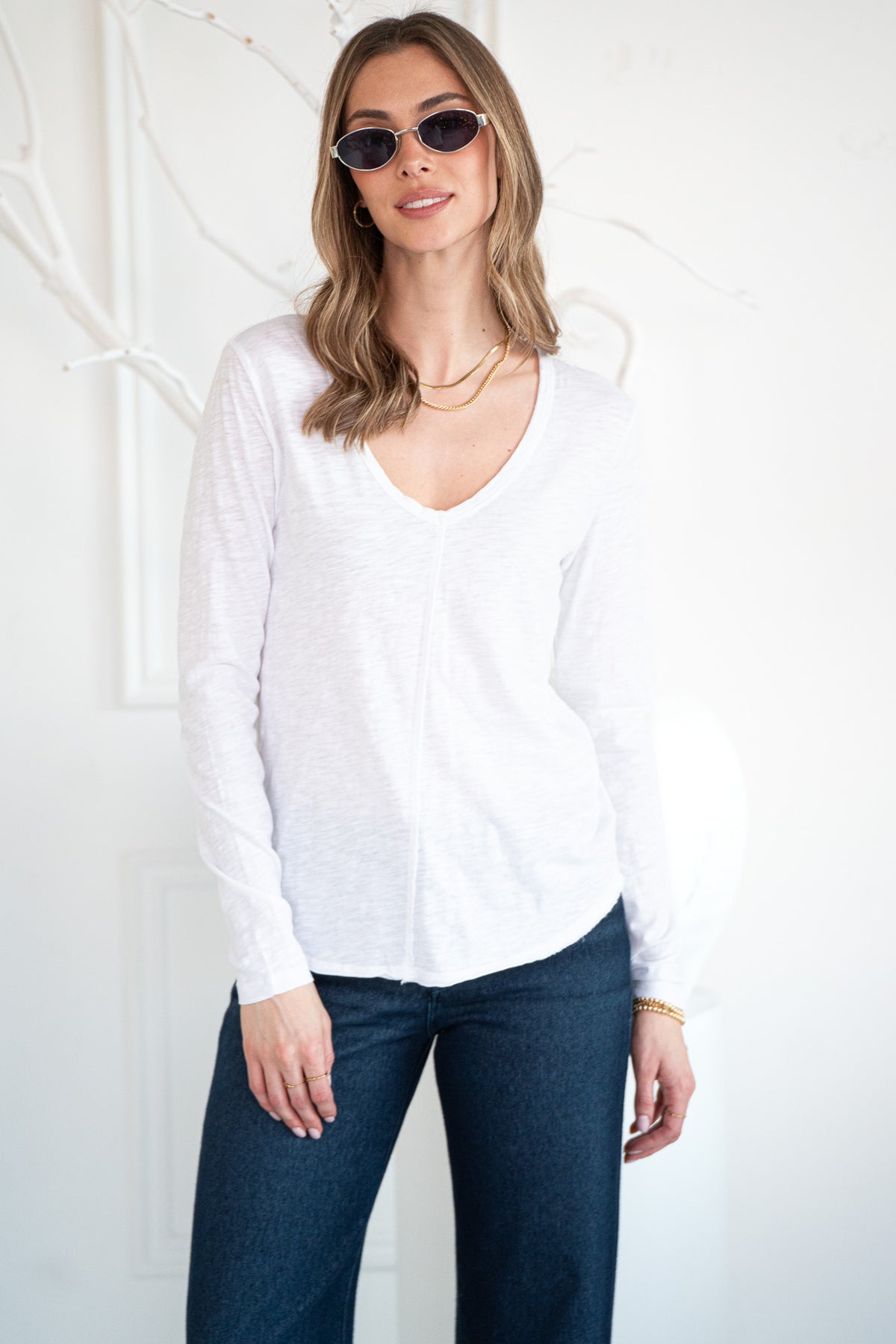 MOONLIGHT COTTON LONG SLEEVE TEE-WH