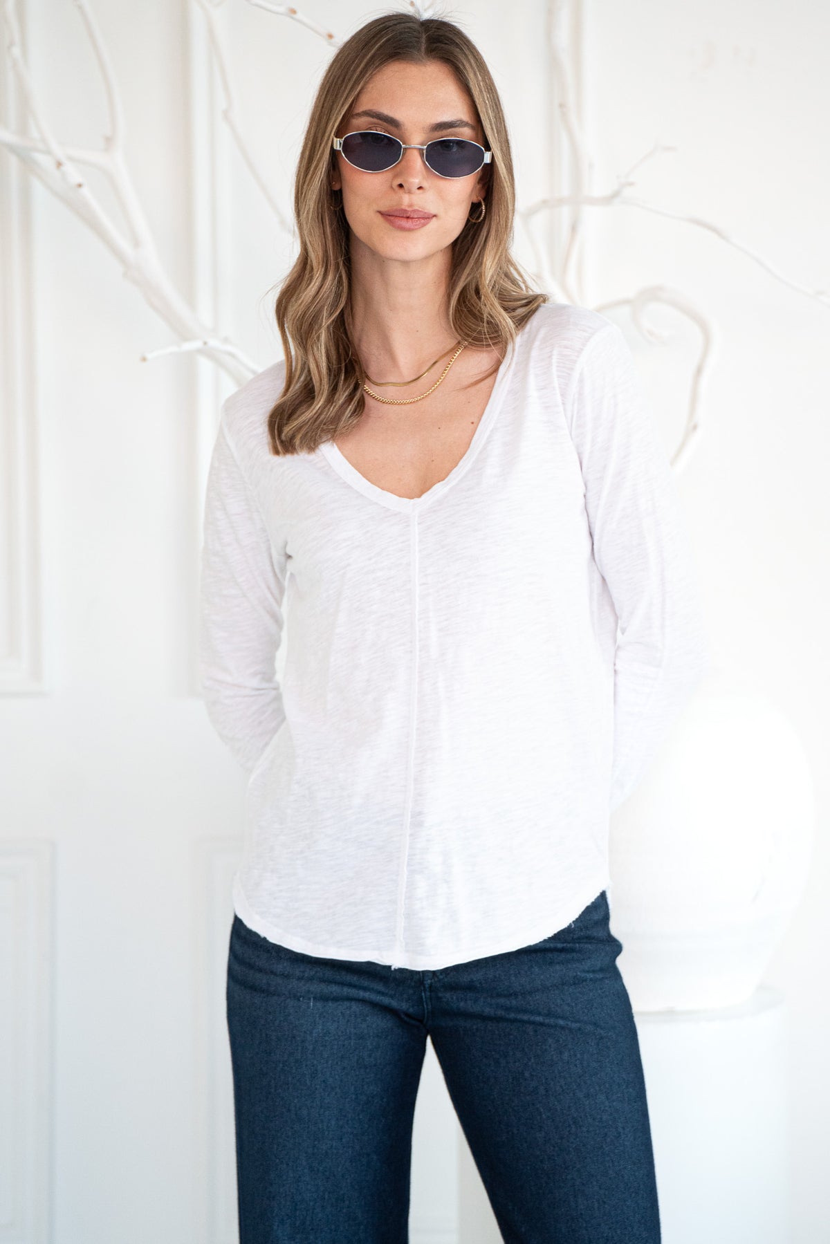 MOONLIGHT COTTON LONG SLEEVE TEE-WH