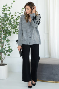 SHYLA RIBBON SLEEVE CARDIGAN