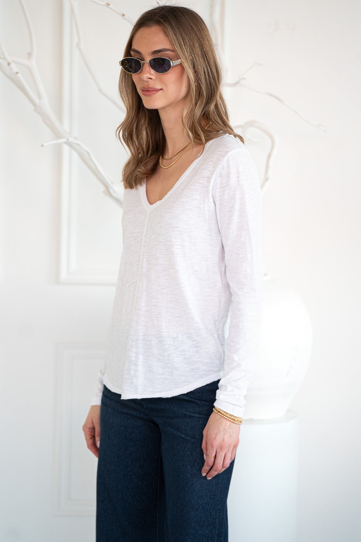 MOONLIGHT COTTON LONG SLEEVE TEE-WH