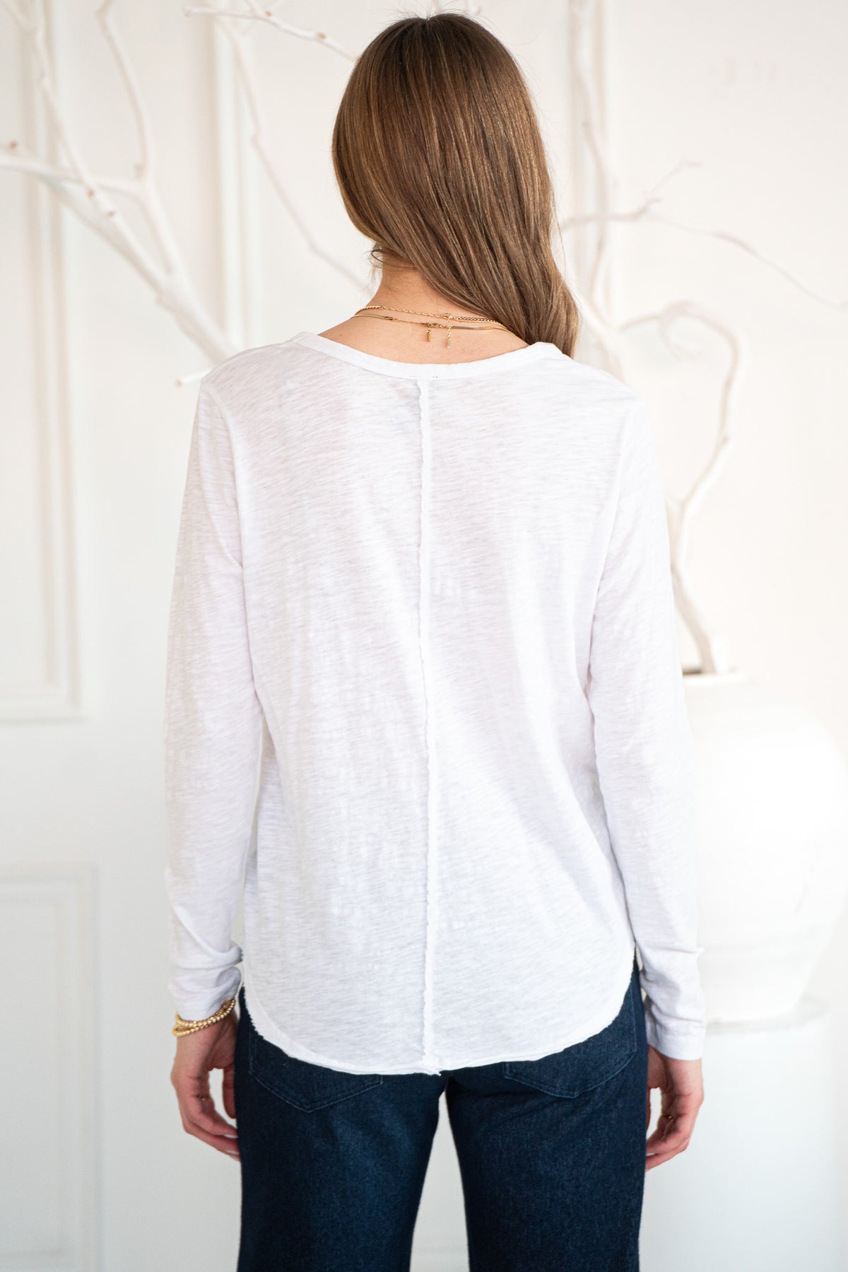 MOONLIGHT COTTON LONG SLEEVE TEE-WH