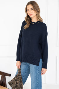 HELIX COTTON SWEATER IN NAVY