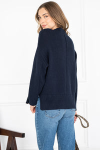 HELIX COTTON SWEATER IN NAVY