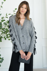 SHYLA RIBBON SLEEVE CARDIGAN
