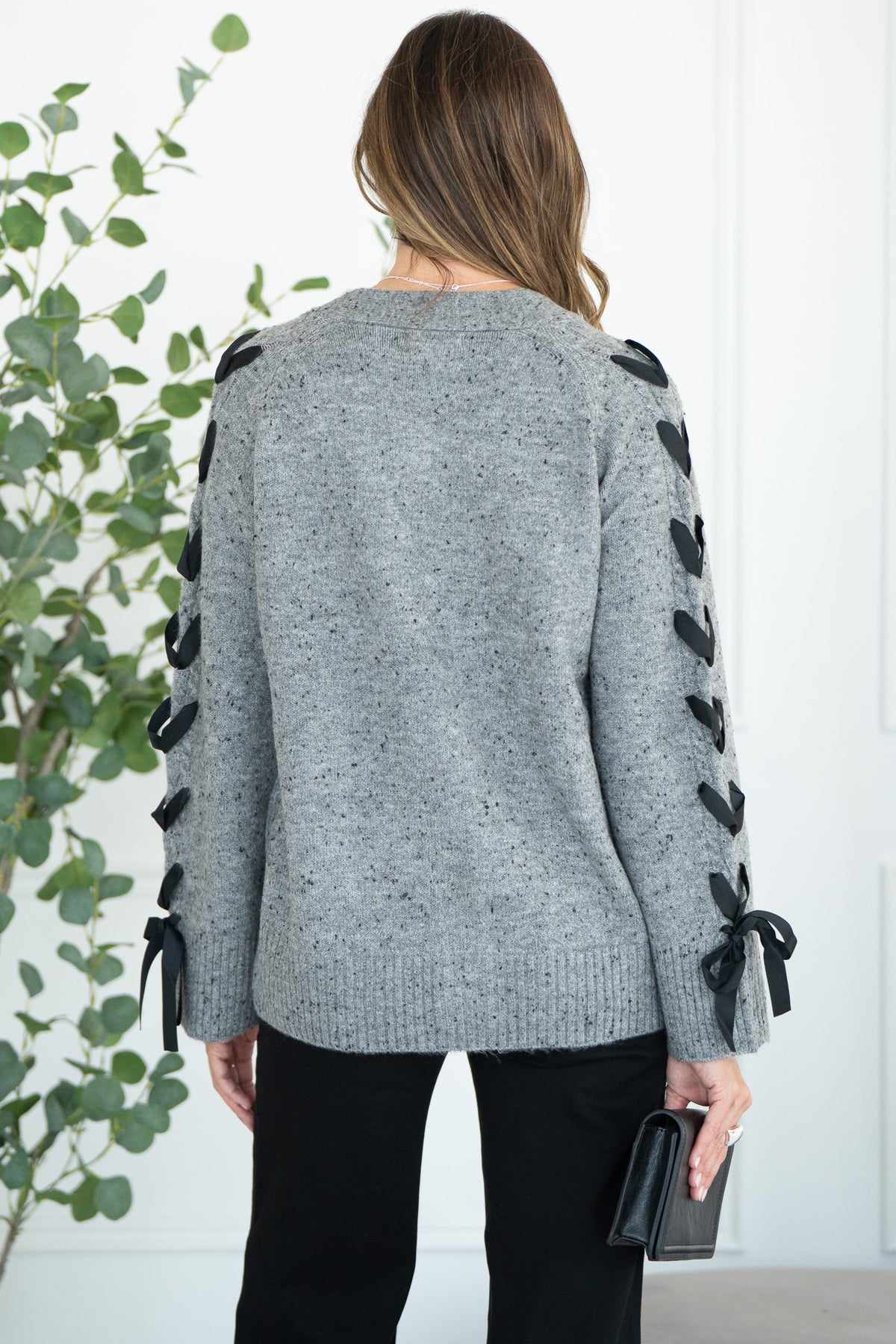 SHYLA RIBBON SLEEVE CARDIGAN