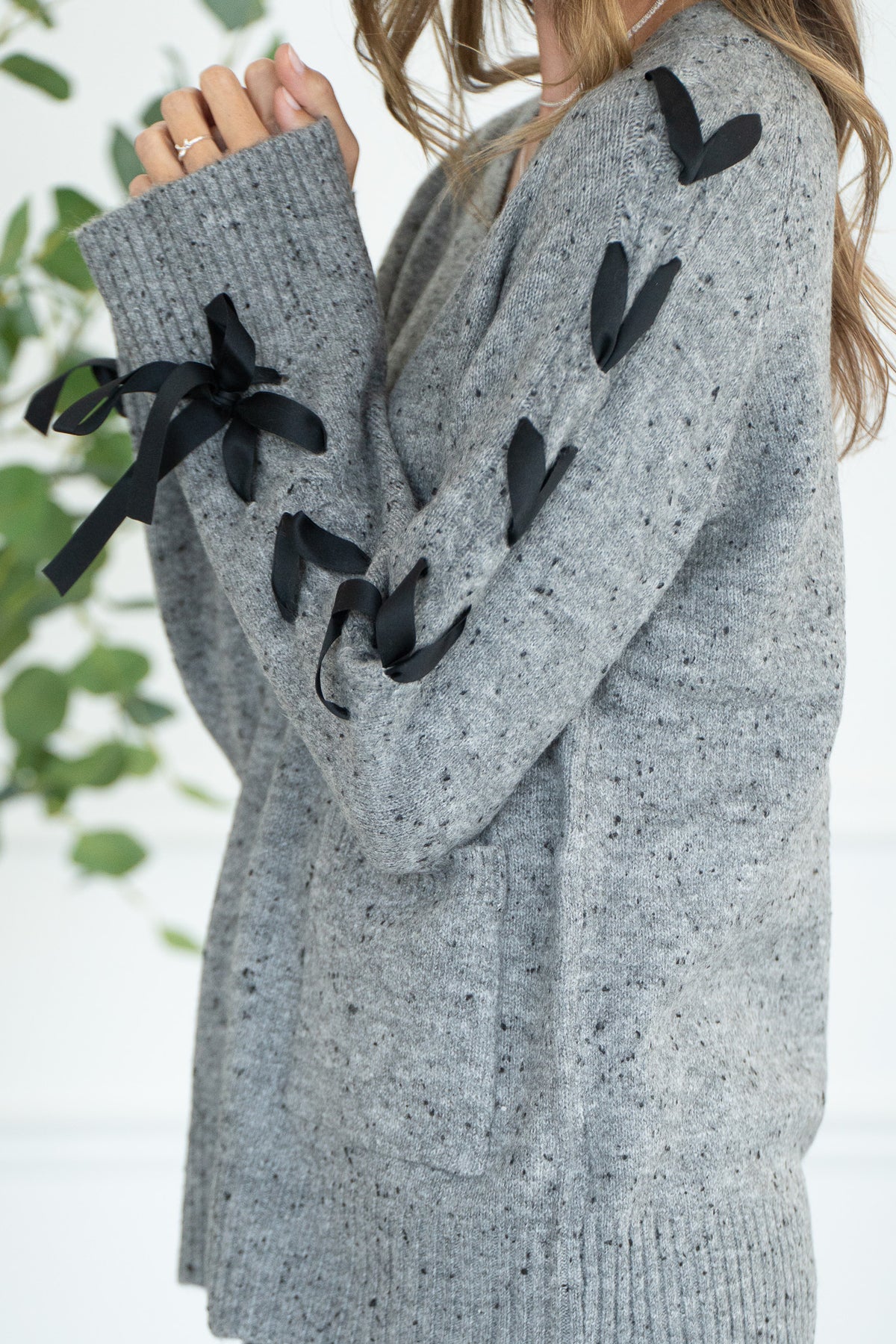 SHYLA RIBBON SLEEVE CARDIGAN
