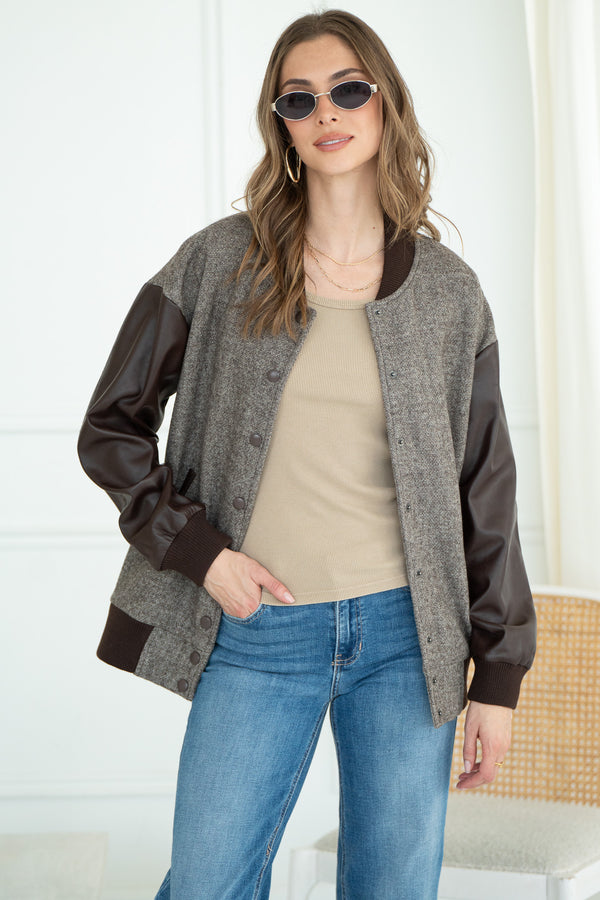 BREEZE ON TWEED BOMBER JACKET