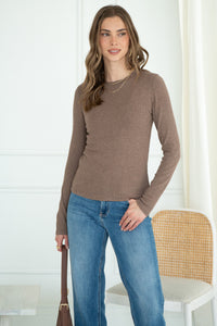 RUNAWAY RIBBED MODAL L/S TEE-BR