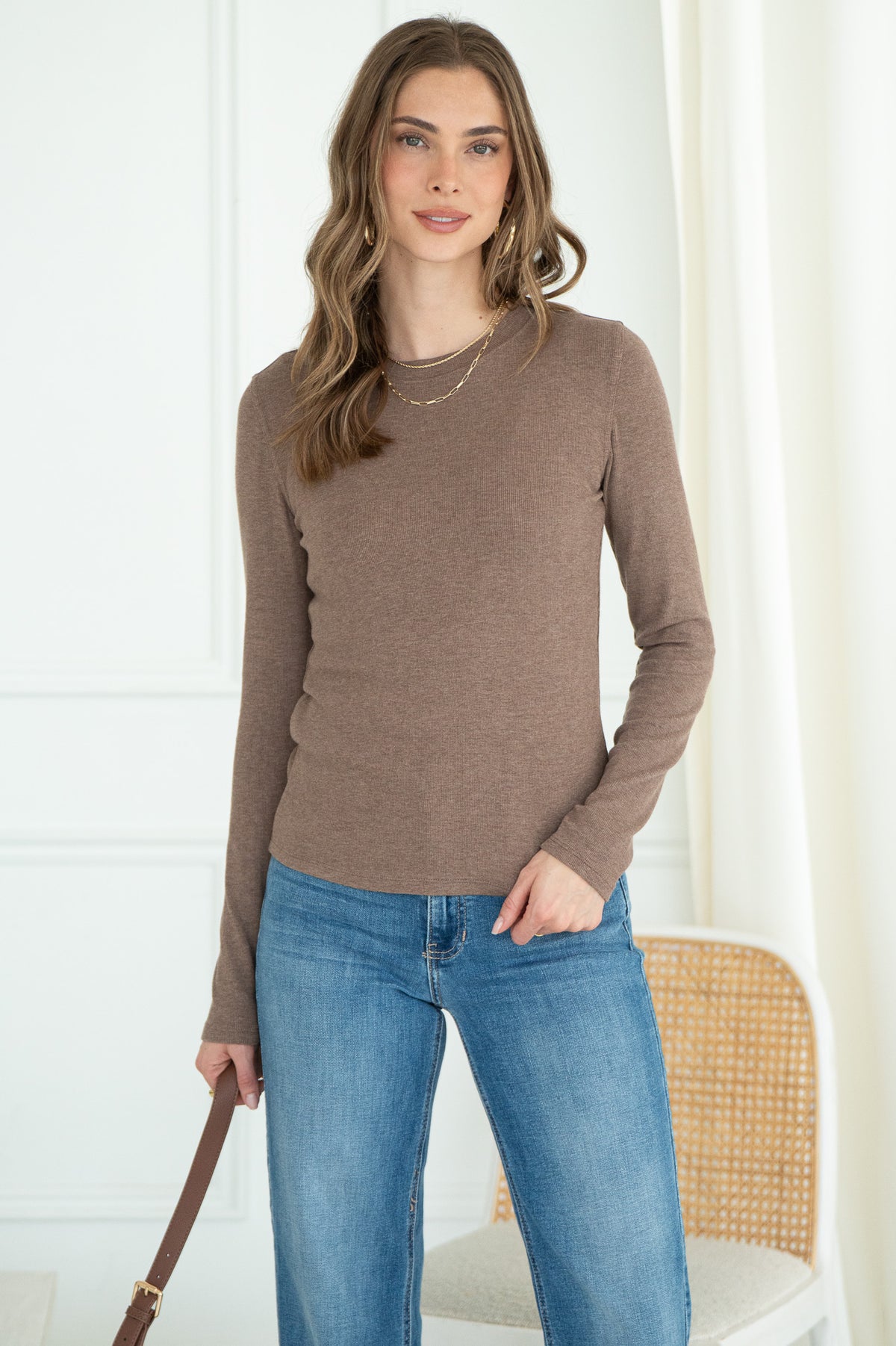RUNAWAY RIBBED MODAL L/S TEE-BR