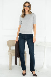 SANDY KNIT TEE IN LIGHT GREY