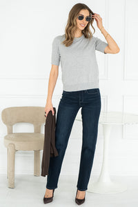 SANDY KNIT TEE IN LIGHT GREY