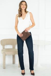 ASH V NECK TANK WITH LACE IN OFF WHITE