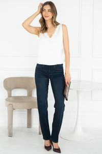 ASH V NECK TANK WITH LACE IN OFF WHITE