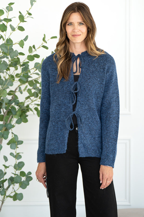 LOVE STORY TIE FRONT CARDIGAN-BL