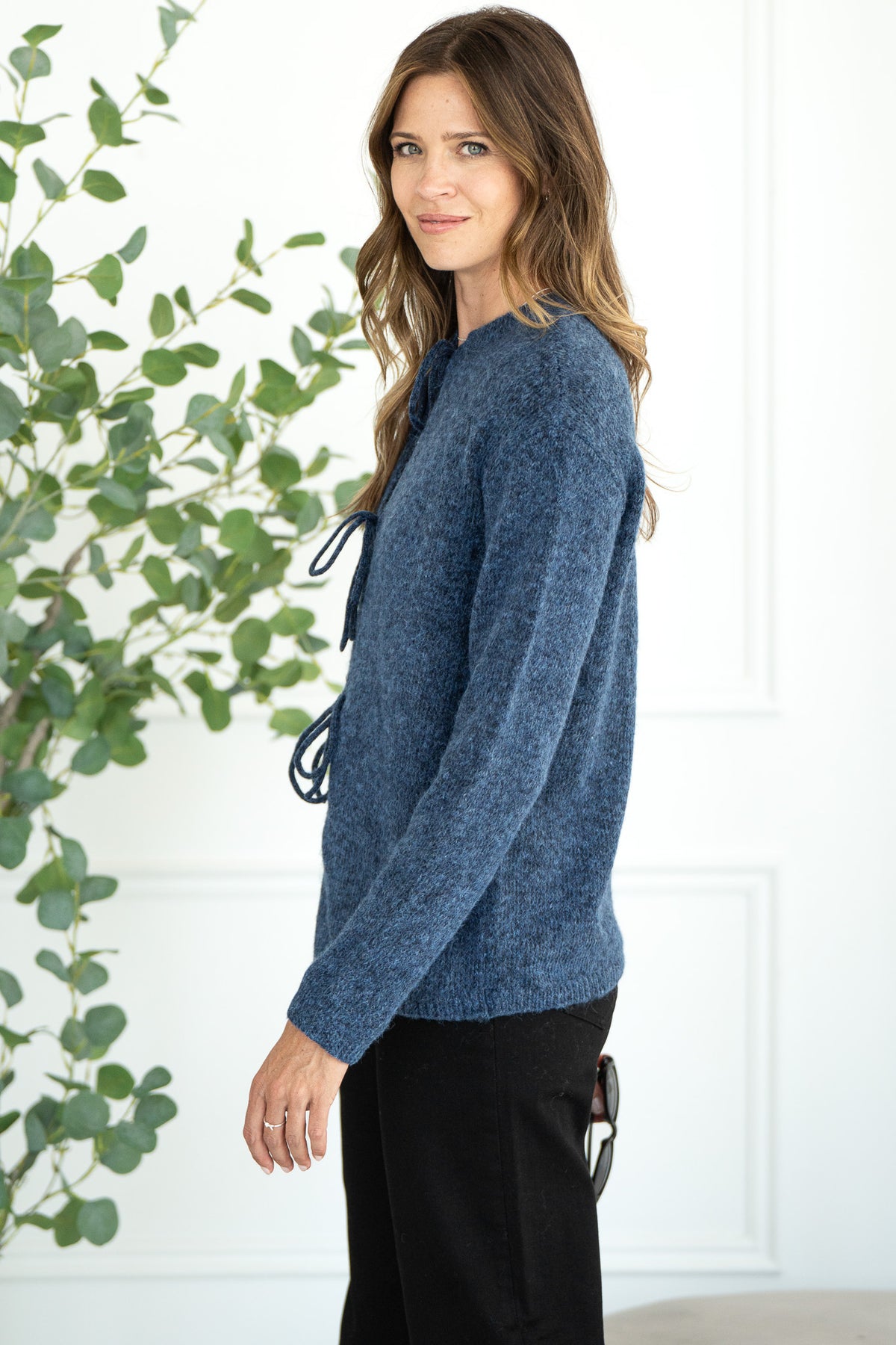 LOVE STORY TIE FRONT CARDIGAN-BL
