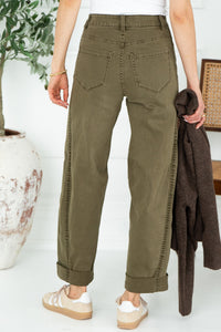 LENNON SOFT CURVE TWILL PANTS IN OLIVE