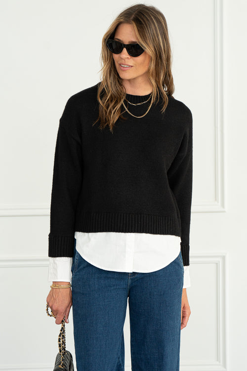 FOOL ME ONCE SWEATER WITH SHIRTING