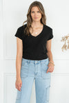 MODERN V NECK TEE-BK