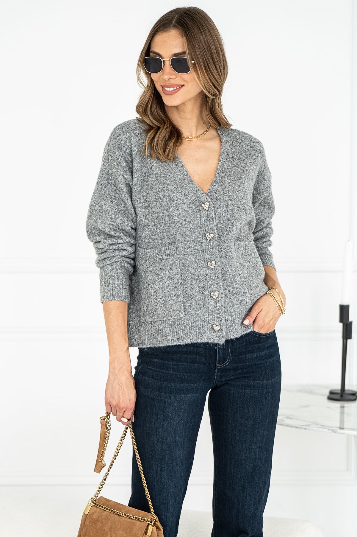 ARLIE HEART BUTTON CARDIGAN