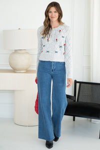 LACEY FLORAL AND PEARL CARDIGAN