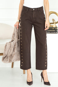 THE OFF DUTY BOWED ANKLE JEANS IN UMBER