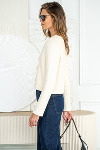 COTTON TIE FRONT SWEATER-CR