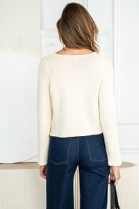 COTTON TIE FRONT SWEATER-CR